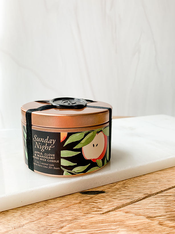 Sunday Nights Apple, Mahogany and Clove Wood Wick Candle