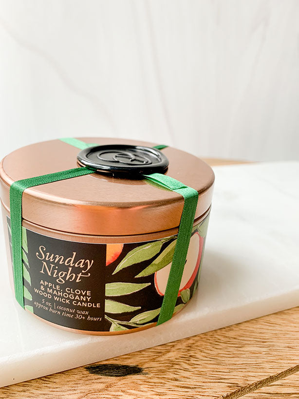 Sunday Nights Apple, Mahogany and Clove Wood Wick Candle