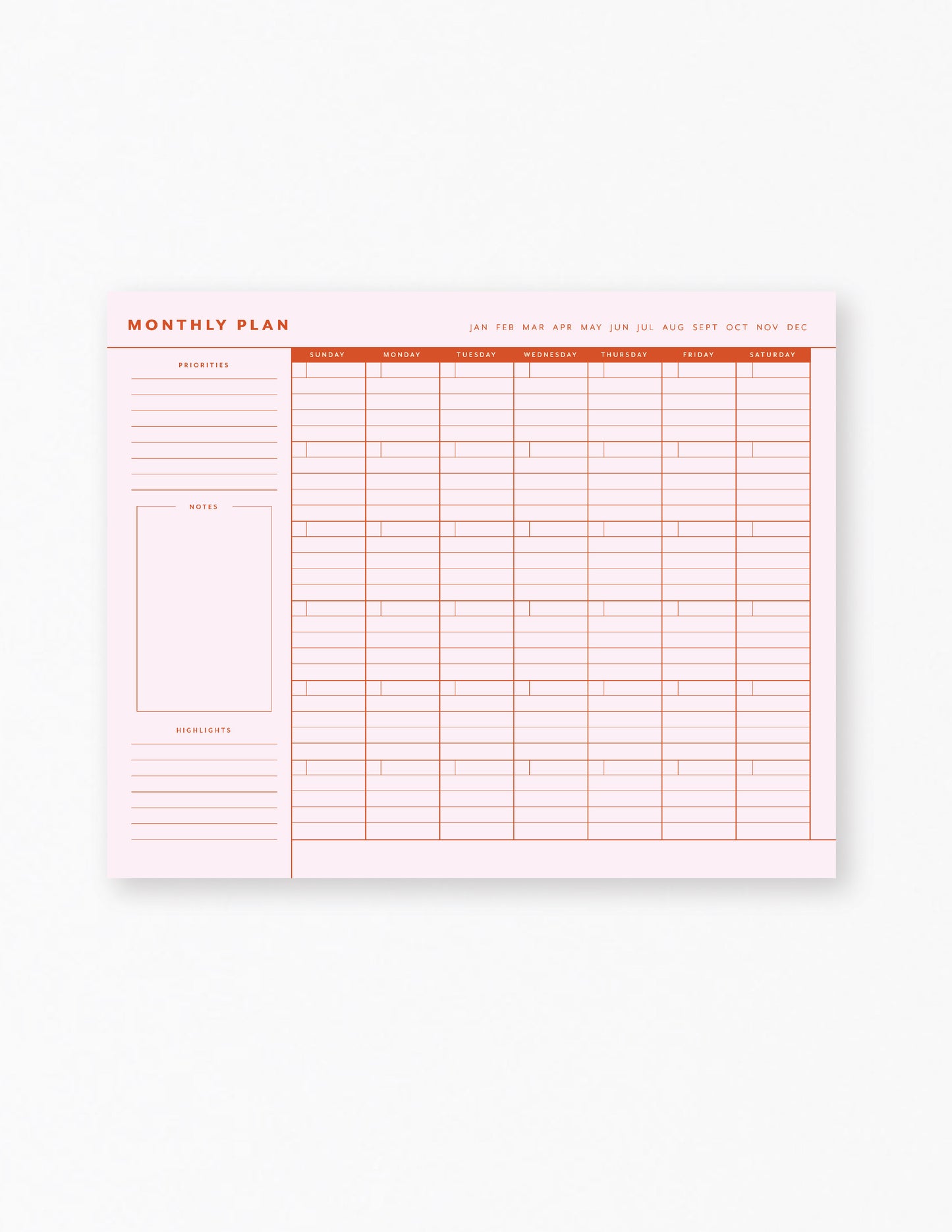 Monthly Planner Notepad