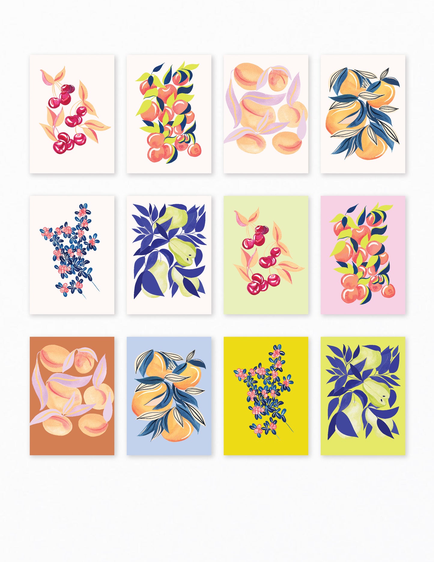 Fruits Assorted Postcards Set of 12