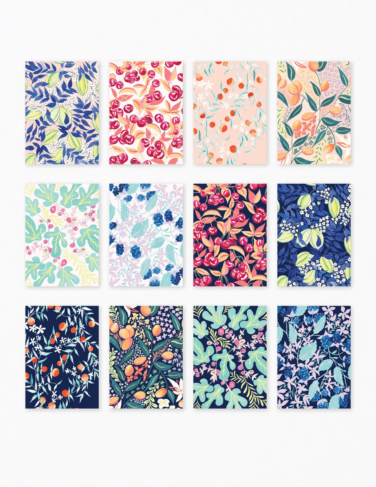 Floral Patterns Assorted Postcards Set of 12