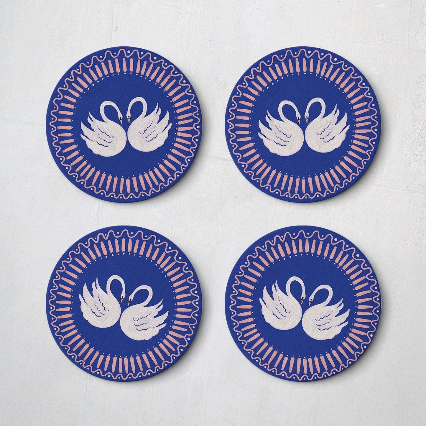 Swan Romance Coasters - Set of Four