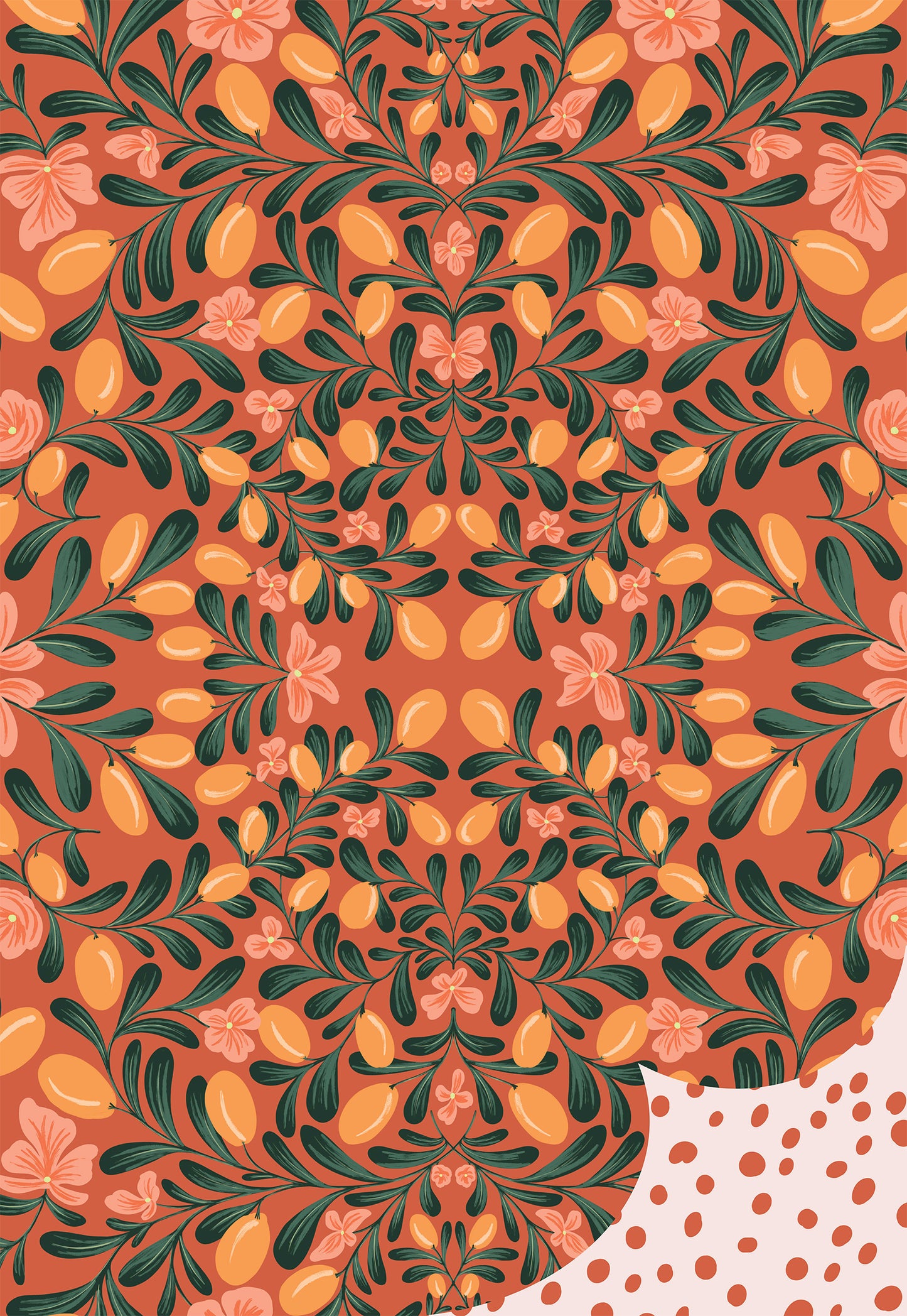 Orange Fruit and Dalmatian Spots Double Sided Gift Wrap | Set of Three Sheets
