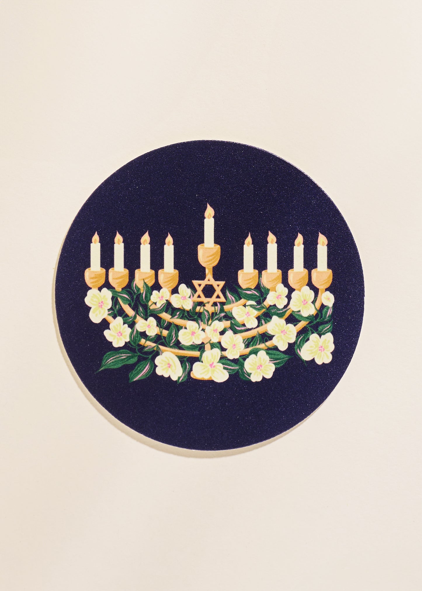 Hanukkah Floral Menorah Coasters | Set of 4