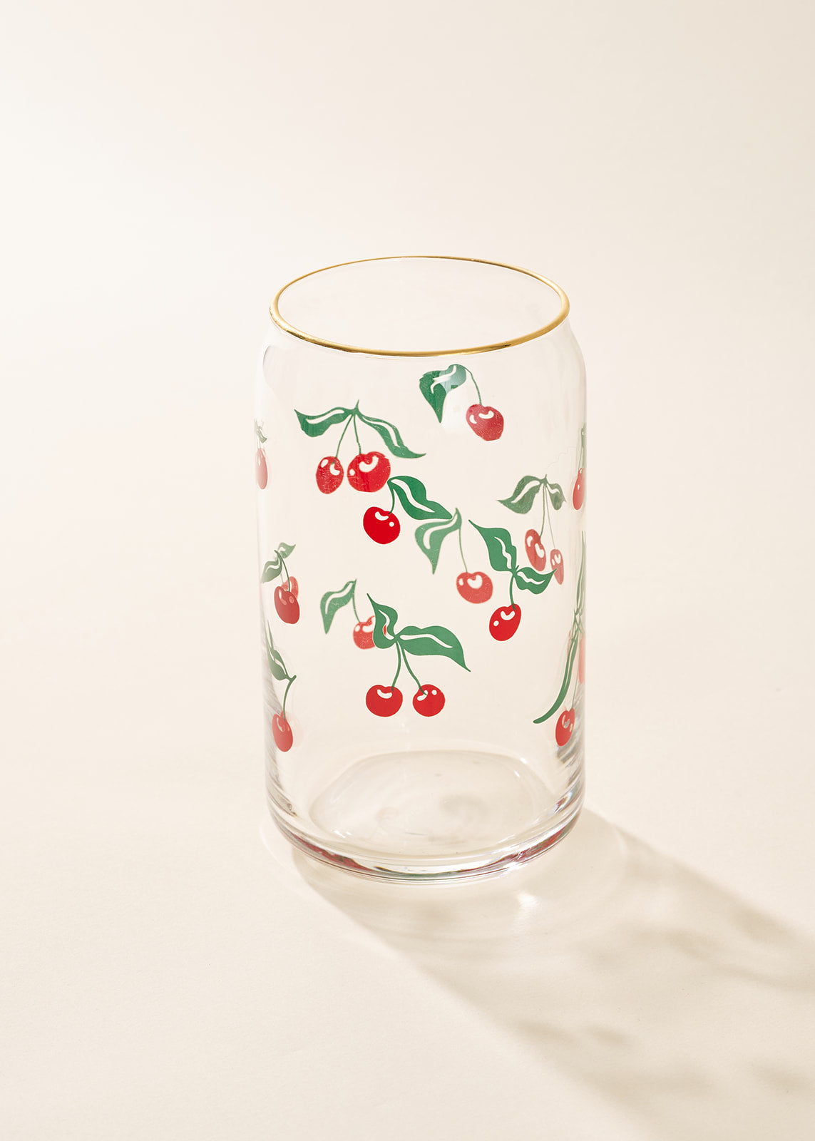 Cherry Scatter 16 oz Gold Rimmed Soda Can Glass