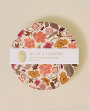 Autumn florals illustrated coaster, set of four