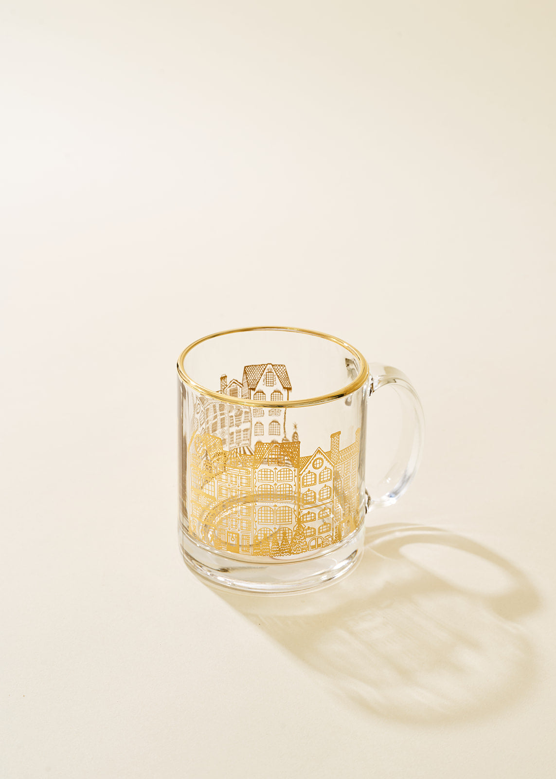 Winter Village Gold Clear Glass Mug