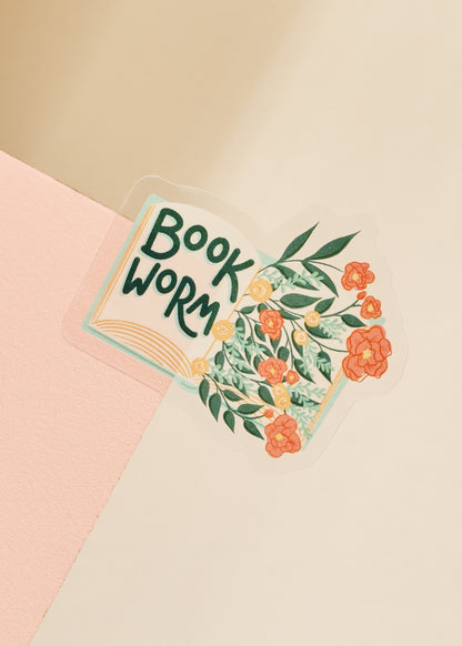 Bookworm Clear Sticker