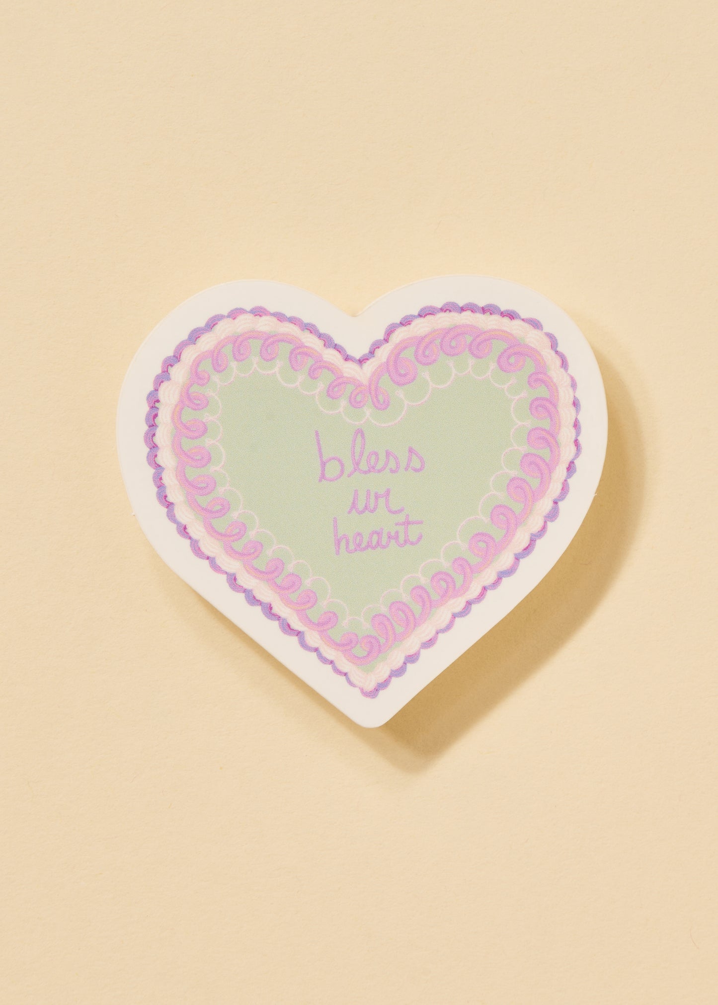 Bless Ur Heart Purple Vintage Heart Cake Sticker