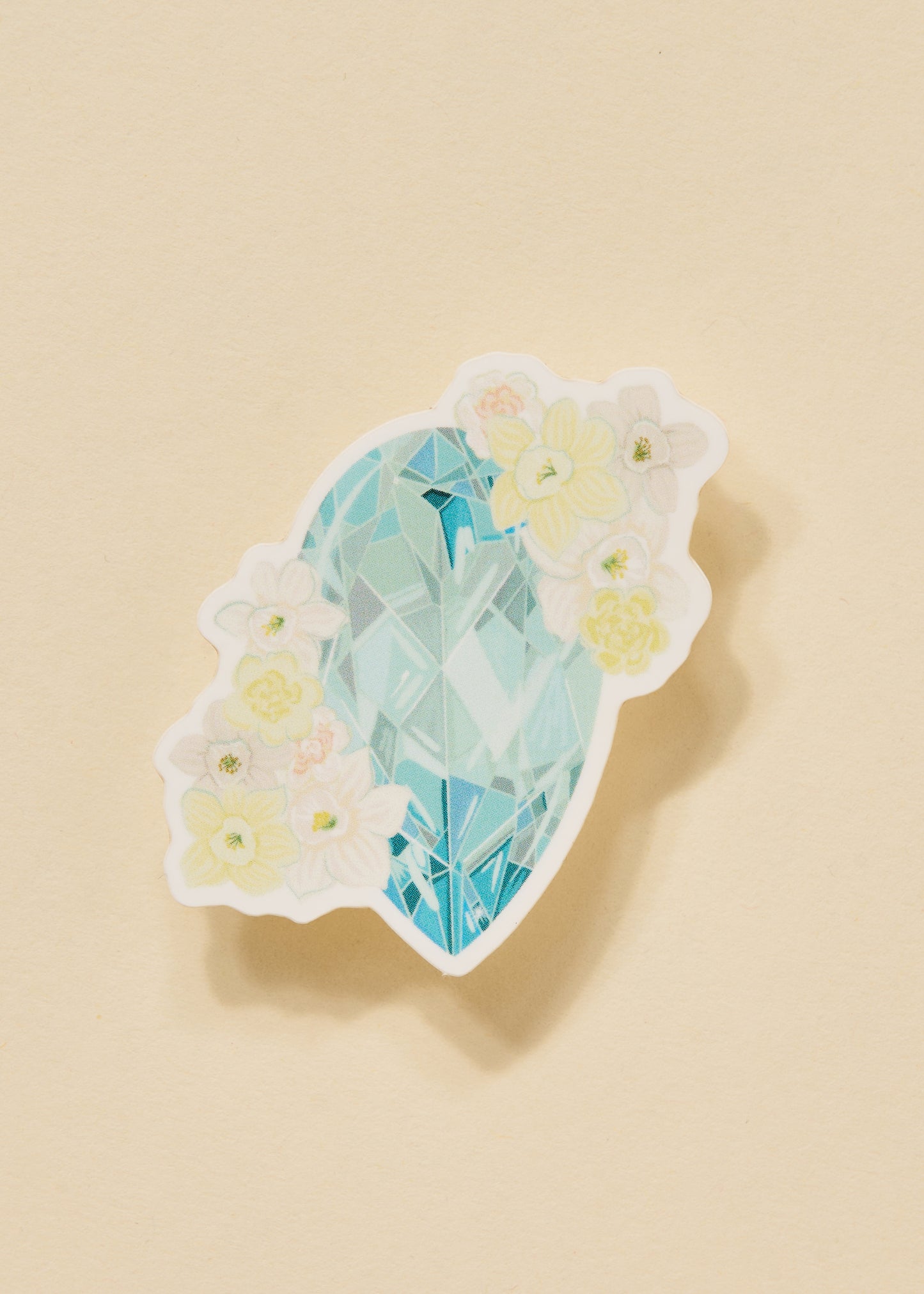 Aquamarine Floral Gemstone Sticker