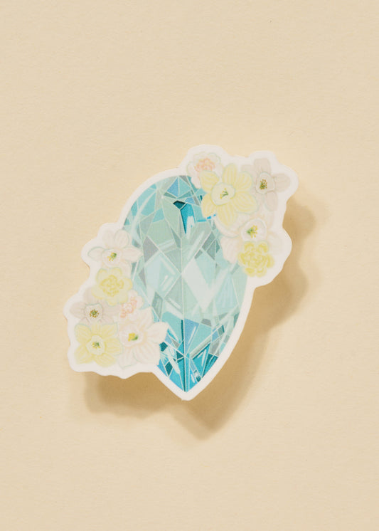 Aquamarine Floral Gemstone Sticker