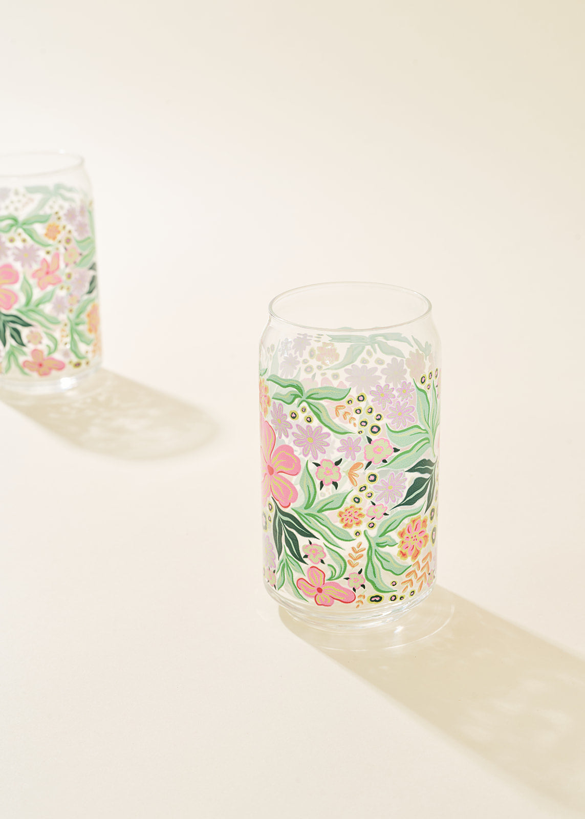 Blossom Pop Floral 16 Oz Soda Can Glass