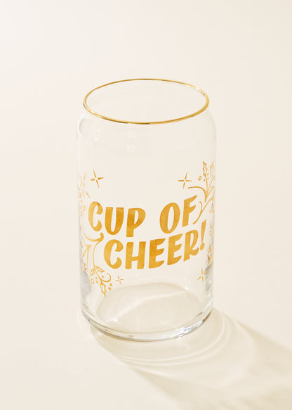 Cup of Cheer Gold 16 Oz Soda Can Glass