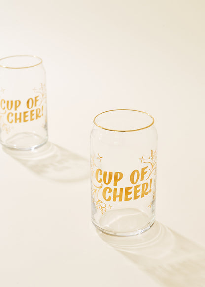 Cup of Cheer Gold 16 Oz Soda Can Glass