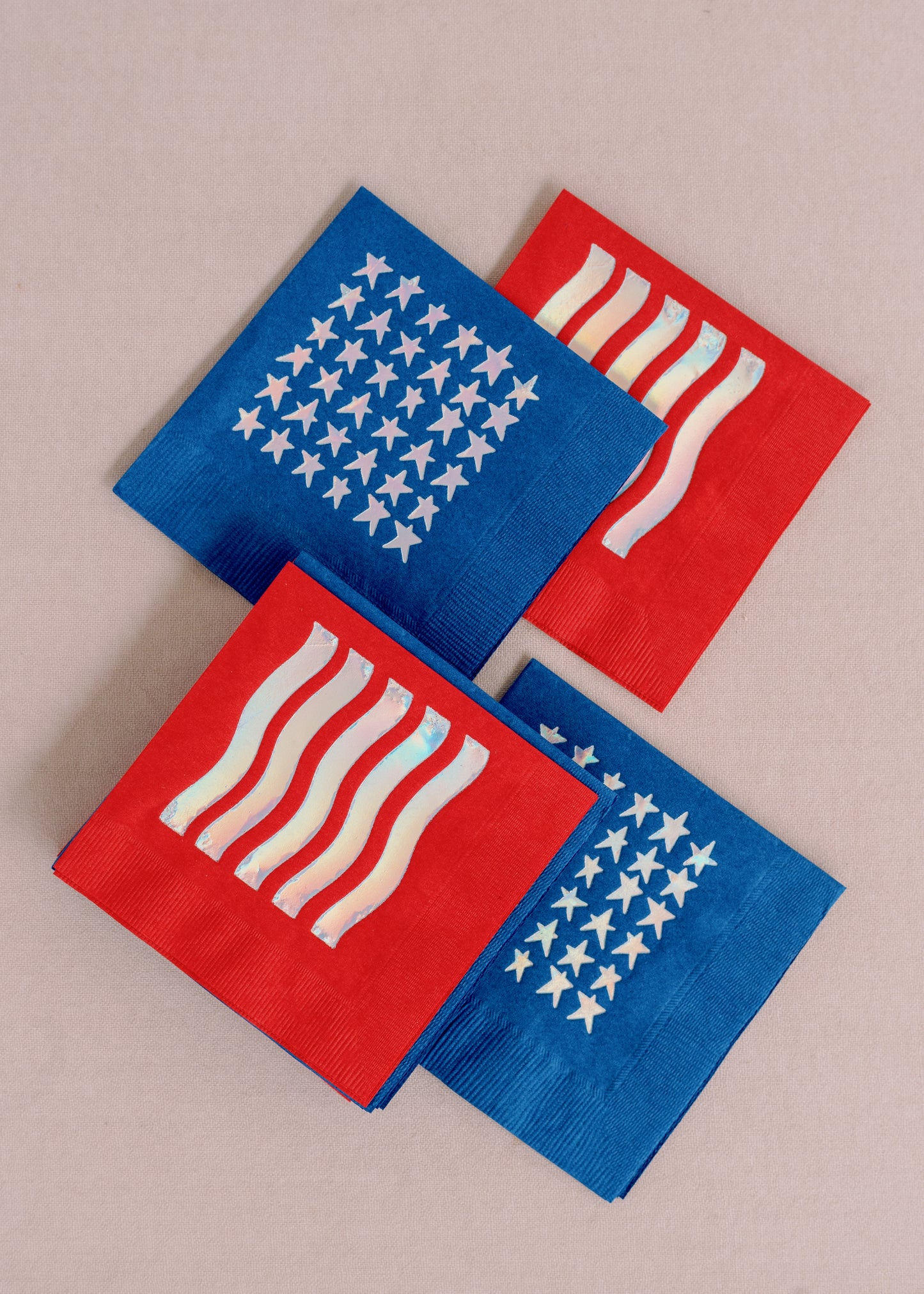 Fourth of July Stars and Stripes Cocktail Paper Beverage Napkins - Set of 20