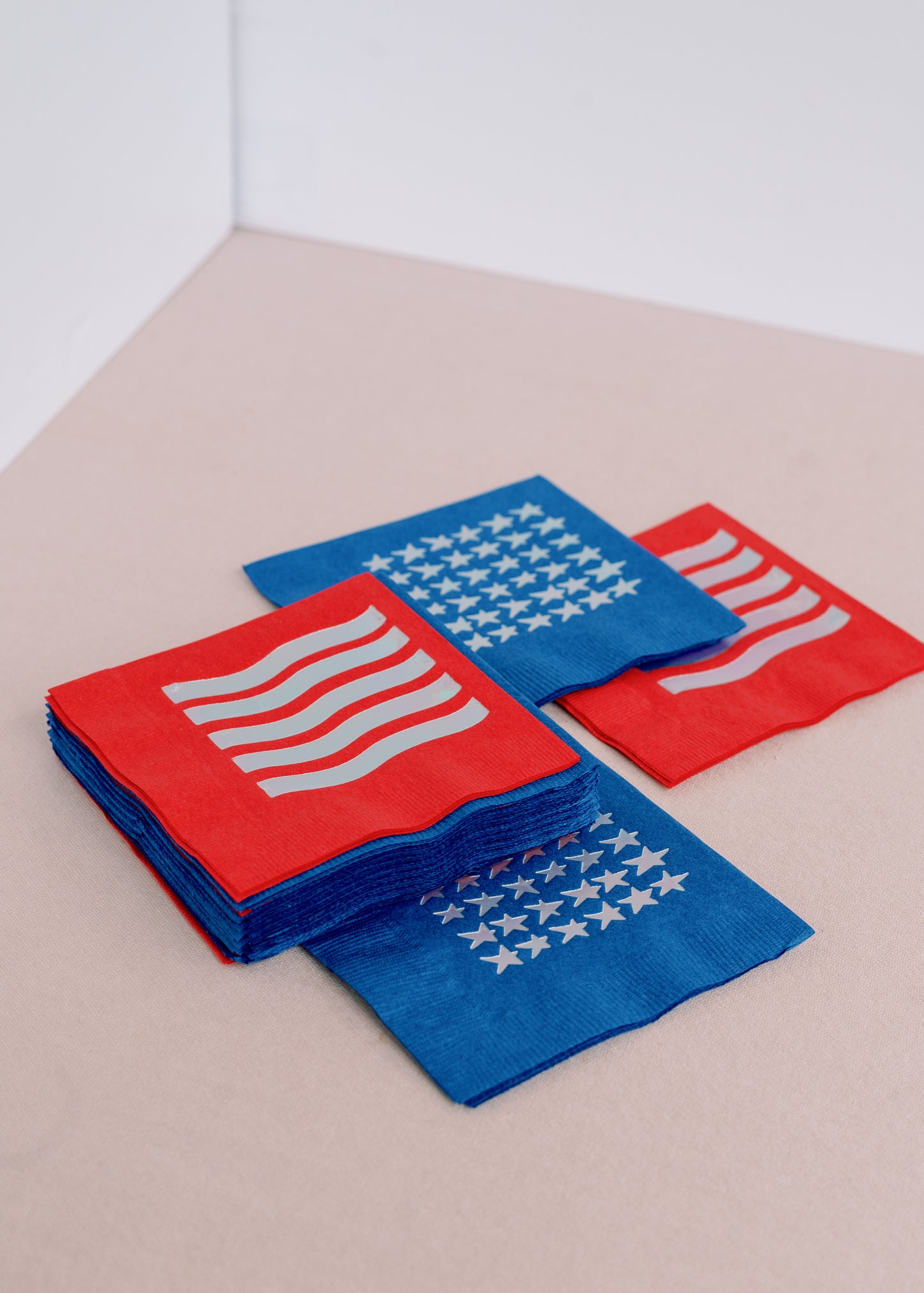 Fourth of July Stars and Stripes Cocktail Paper Beverage Napkins - Set of 20
