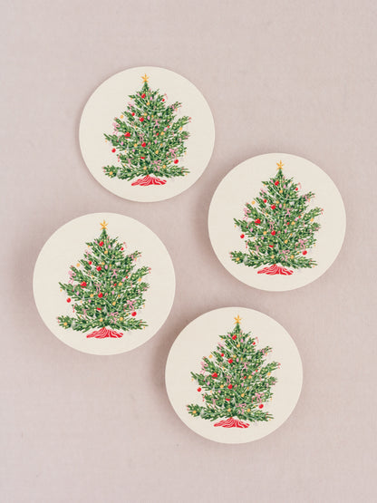 Festive Christmas Tree Coasters | Set of 4