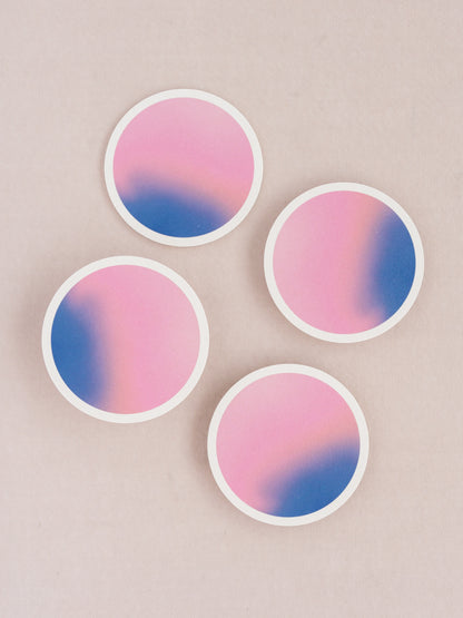 Sunrise Pink and Blue Gradient Vaporwave Coaster Set of Four