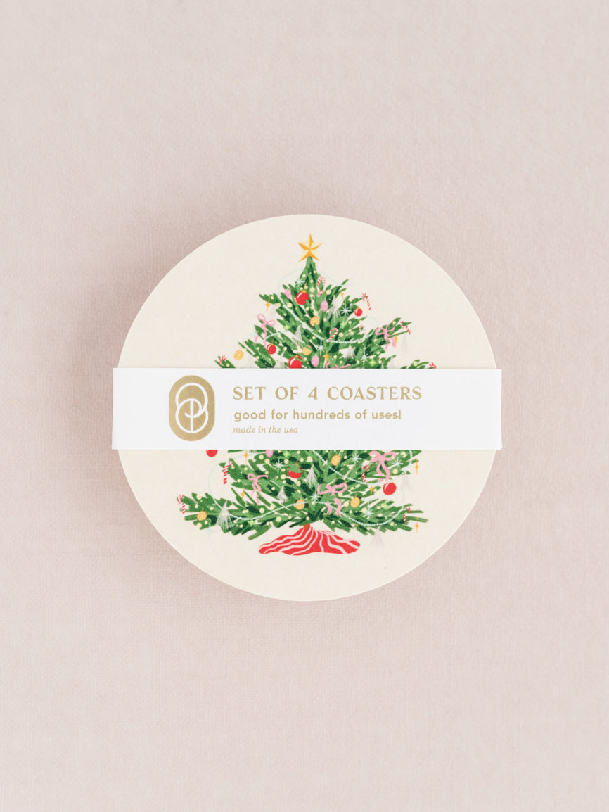 Festive Christmas Tree Coasters | Set of 4