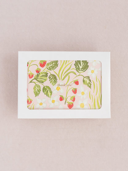 Strawberry Fields Foil Pressed 4 Bar Folded Thank You Note - Set of 8