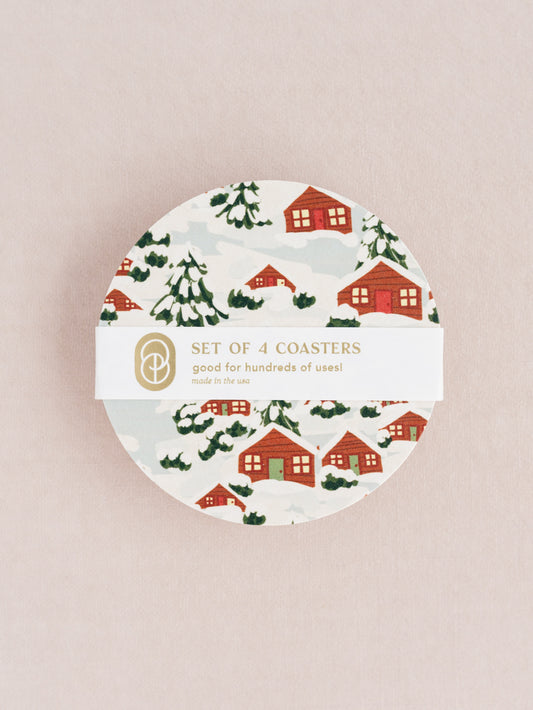Cozy Alpine Village Coasters | Set of 4