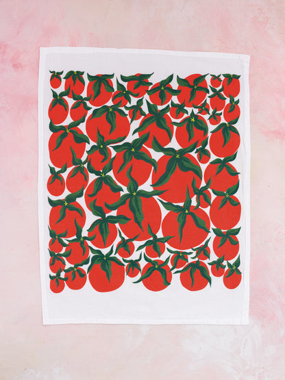 Pomodoro Tomato Red Illustration Flour Sack Tea Towel