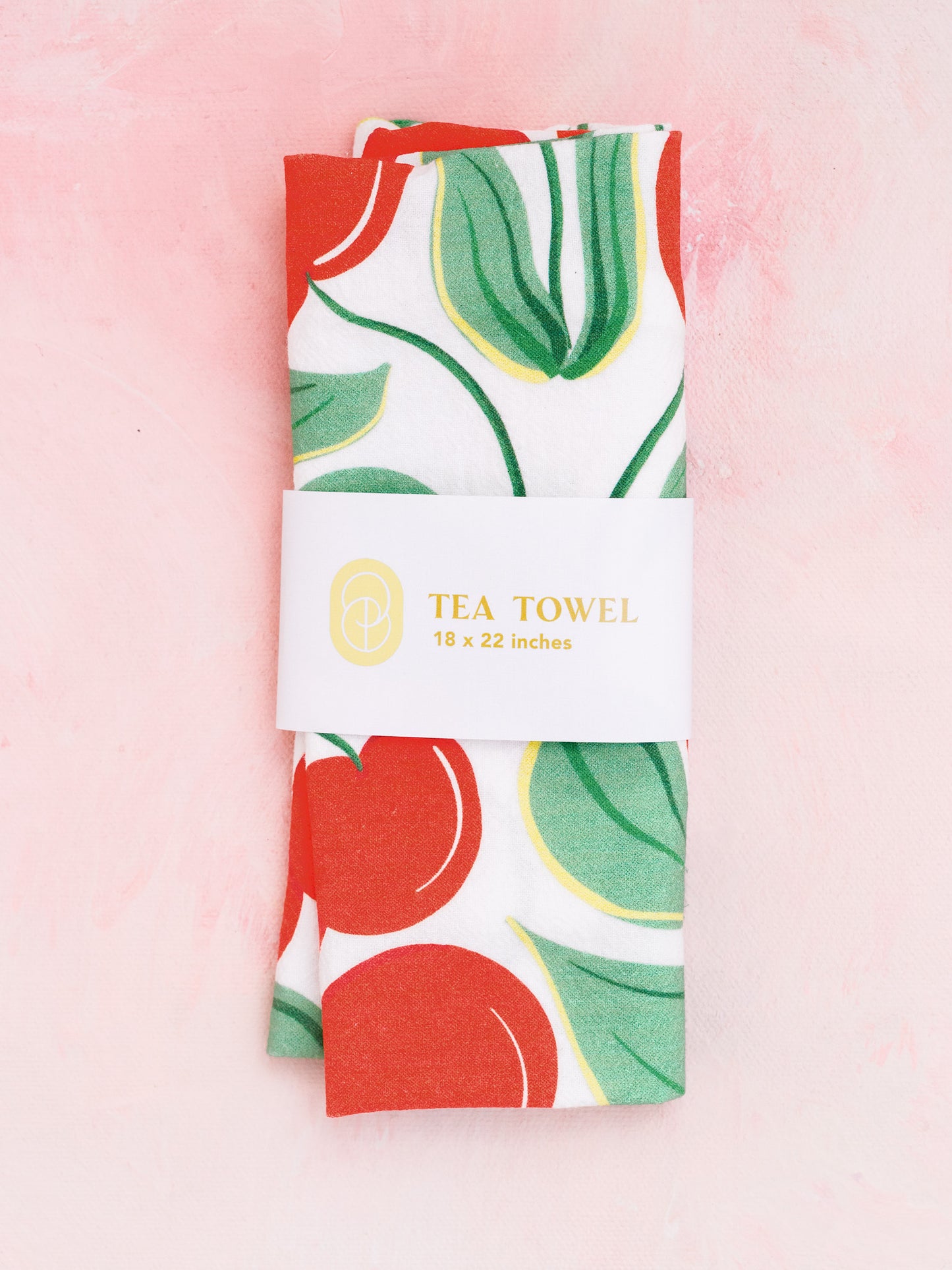 Cherry Tart Playful Fruit Illustrated Flour Sack Tea Towel