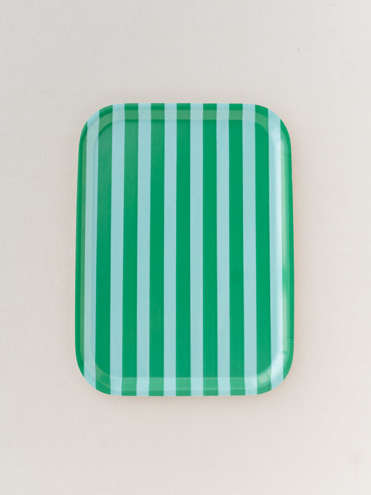 Striped Bent Birch/Melamine Serving Tray Platter