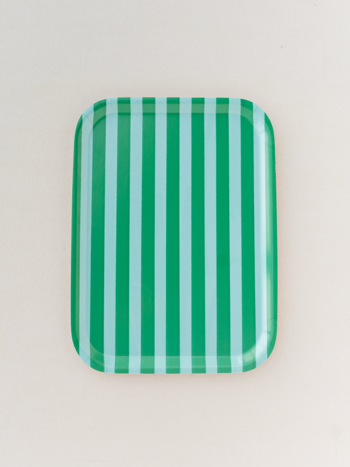 SECONDS Green Stripe Bent Birch/Melamine Serving Tray Platter