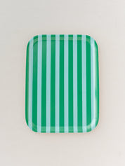 SECONDS Green Stripe Bent Birch/Melamine Serving Tray Platter