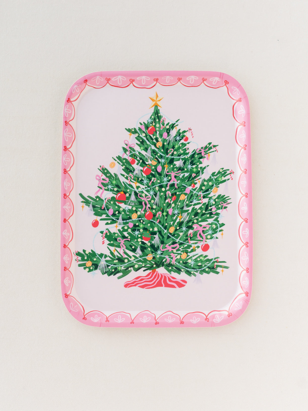 Classic Christmas Tree Bent Birch/Melamine Serving Tray Platter