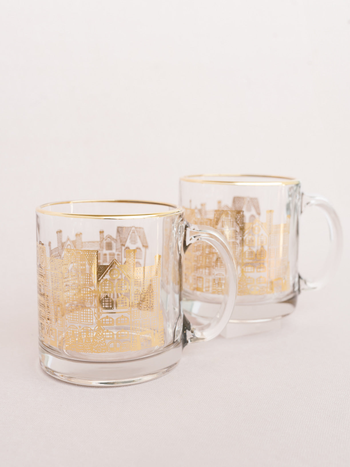 SECONDS Winter Village Gold Clear Glass Mug
