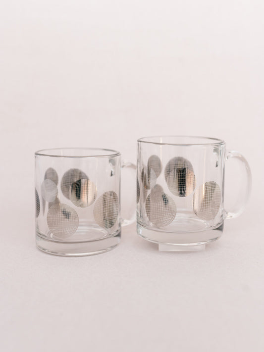 SECONDS Disco Ball Silver Clear Glass Mug