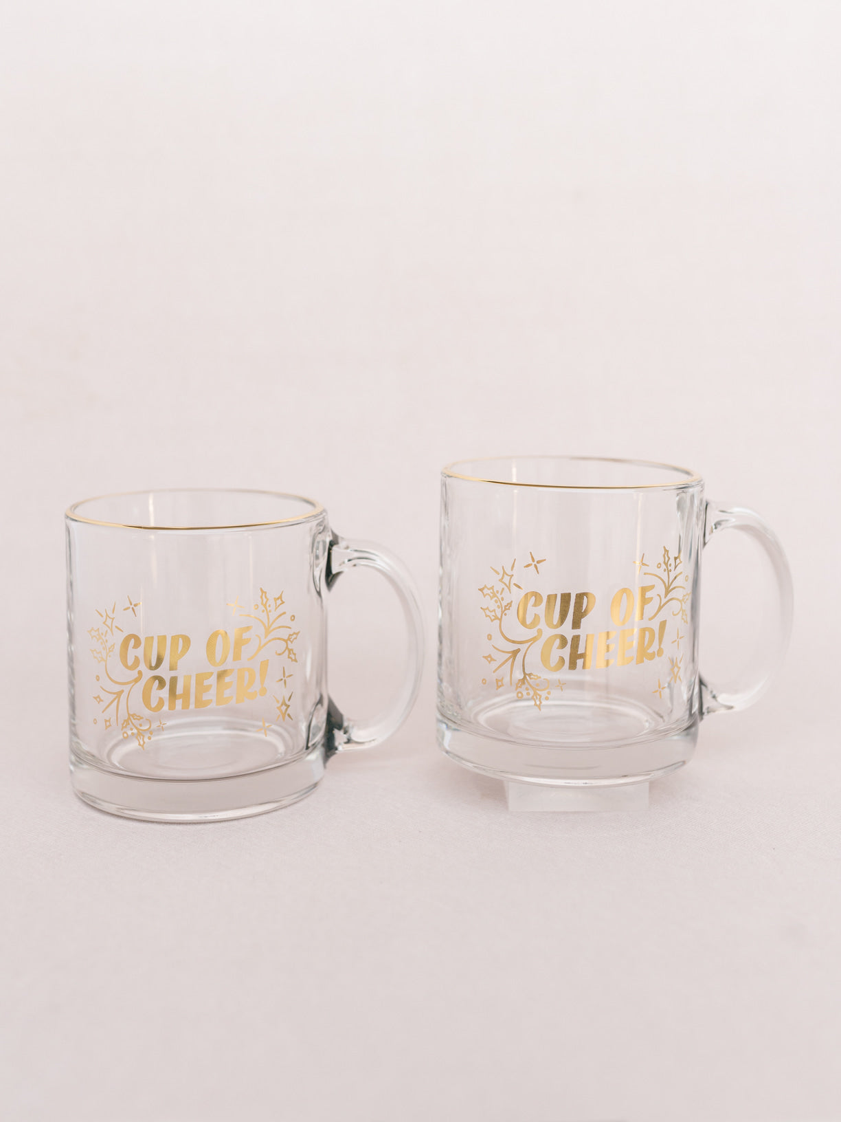 Cup of Cheer Gold Clear Glass Mug