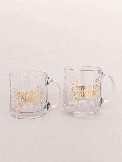 Cup of Cheer Gold Clear Glass Mug