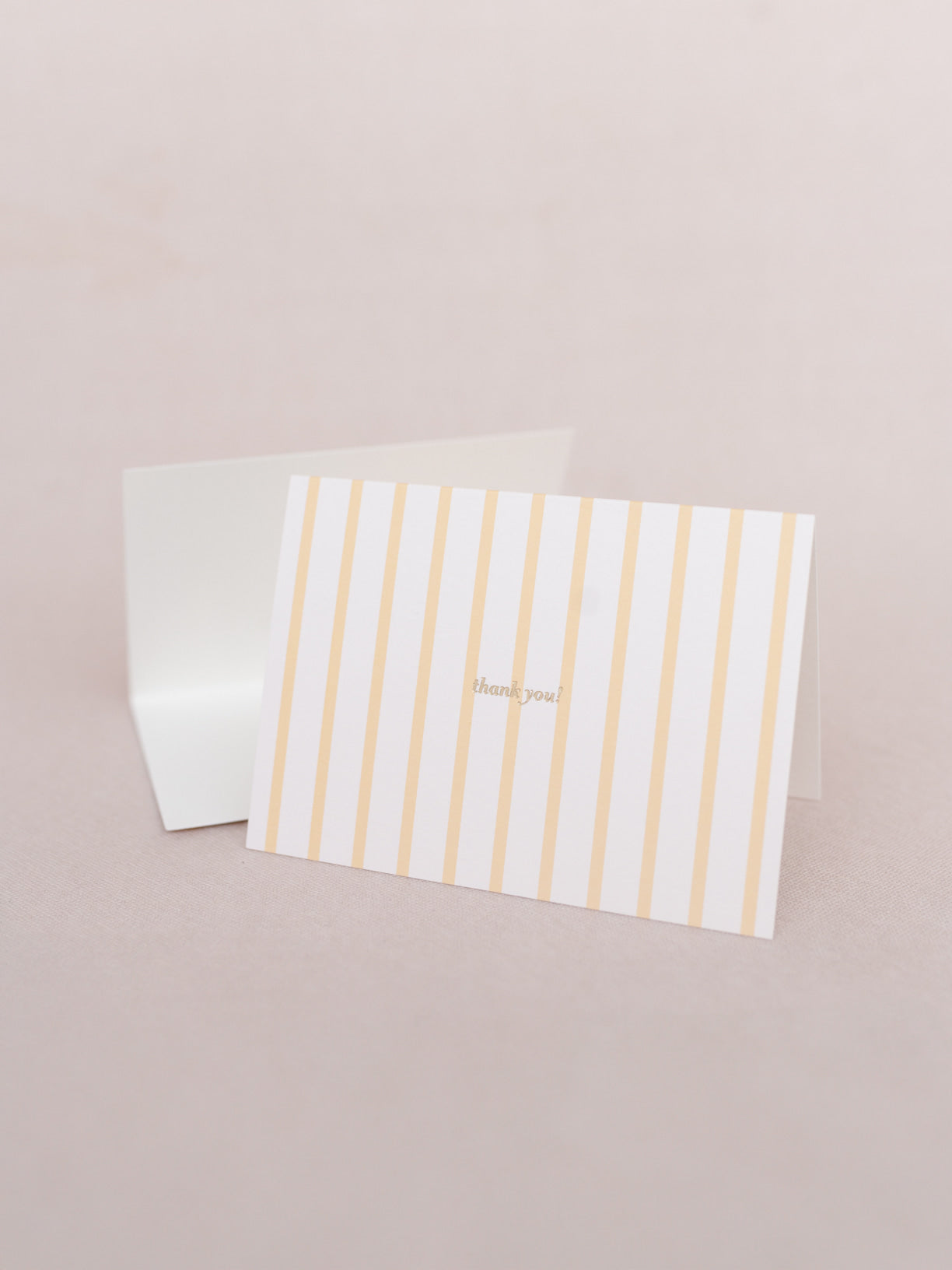 French Stripe Yellow and Blush Foil 4 Bar Folded Pressed Thank You Note - Single Card