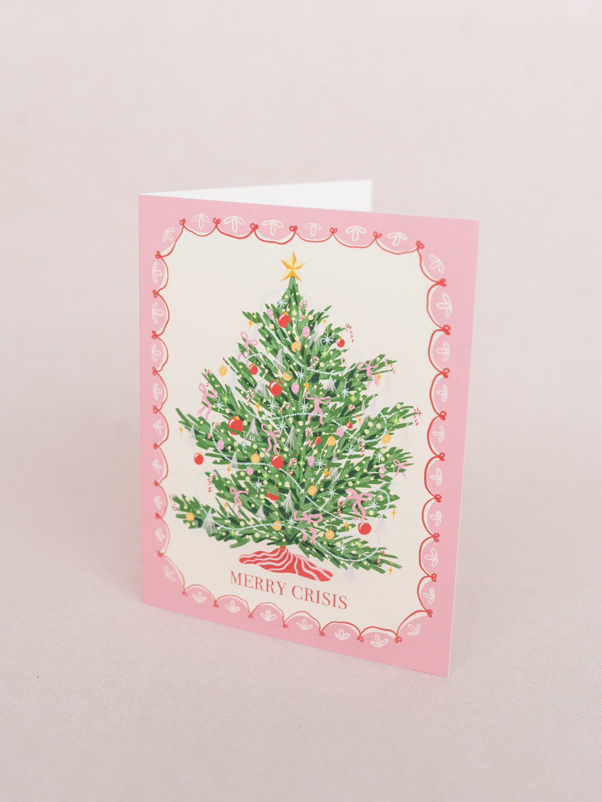Merry Crisis Christmas Tree A2 Folded Greeting Card - Single Card