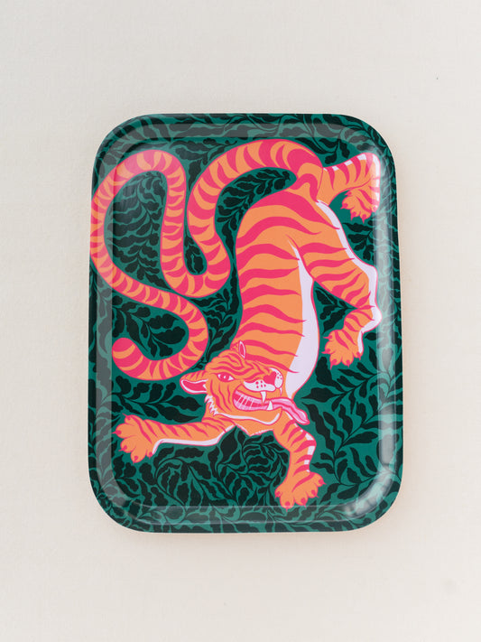 Tiger Queen Catchall Bent Birch/Melamine Serving Tray Platter
