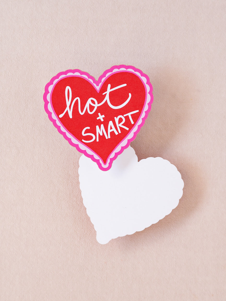 Hot and Smart Heart Mini Flat Die Cut Greeting Card - Single