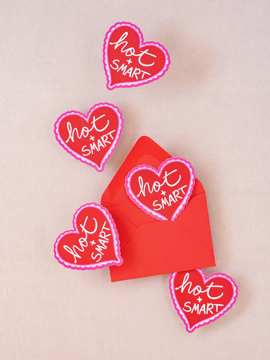 Hot and Smart Heart Mini Flat Die Cut Greeting Card - Single