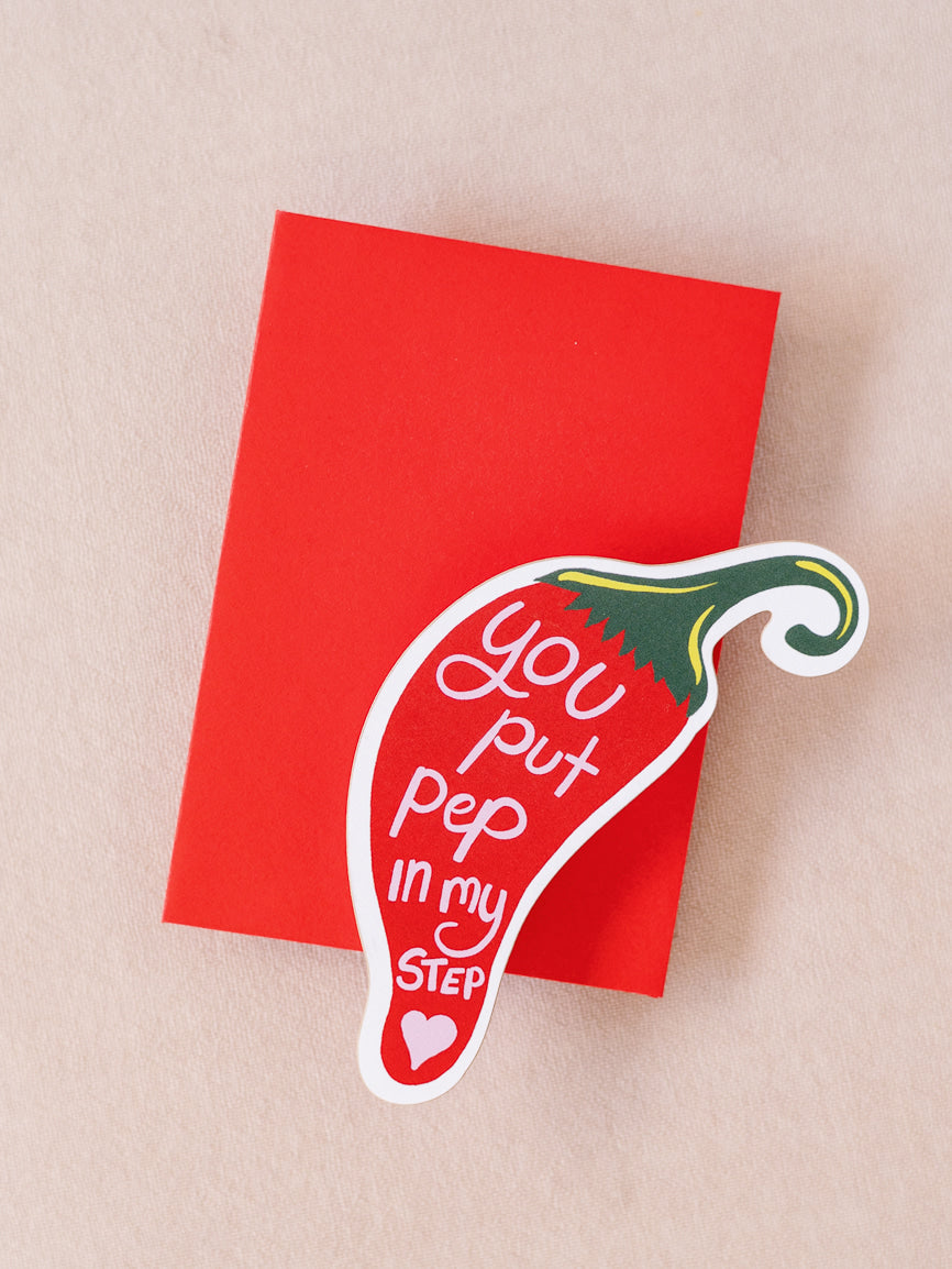 Pep In My Step Mini Flat Die Cut Greeting Card - Single