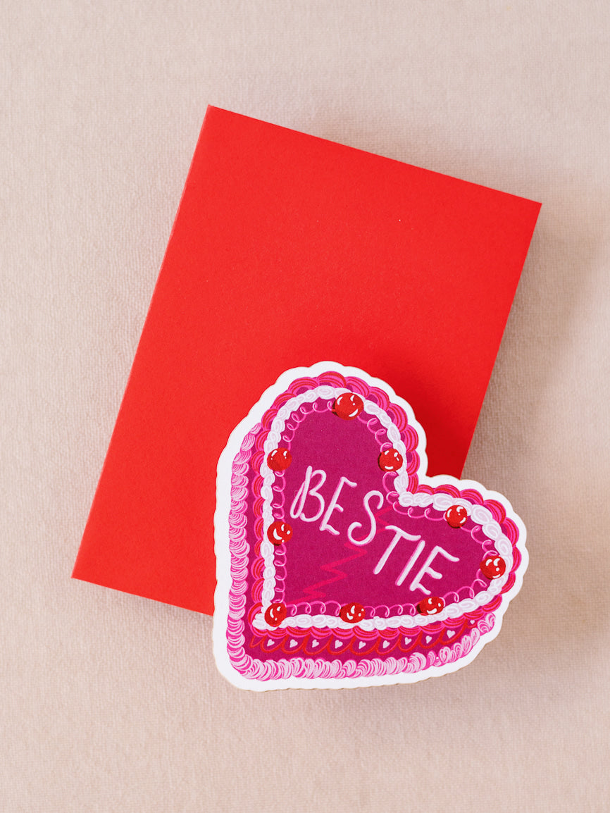 Bestie Cake Mini Flat Die Cut Greeting Card - Single
