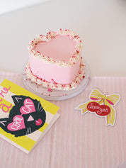 Cherish You Bow Cherry Mini Flat Die Cut Greeting Card - Single