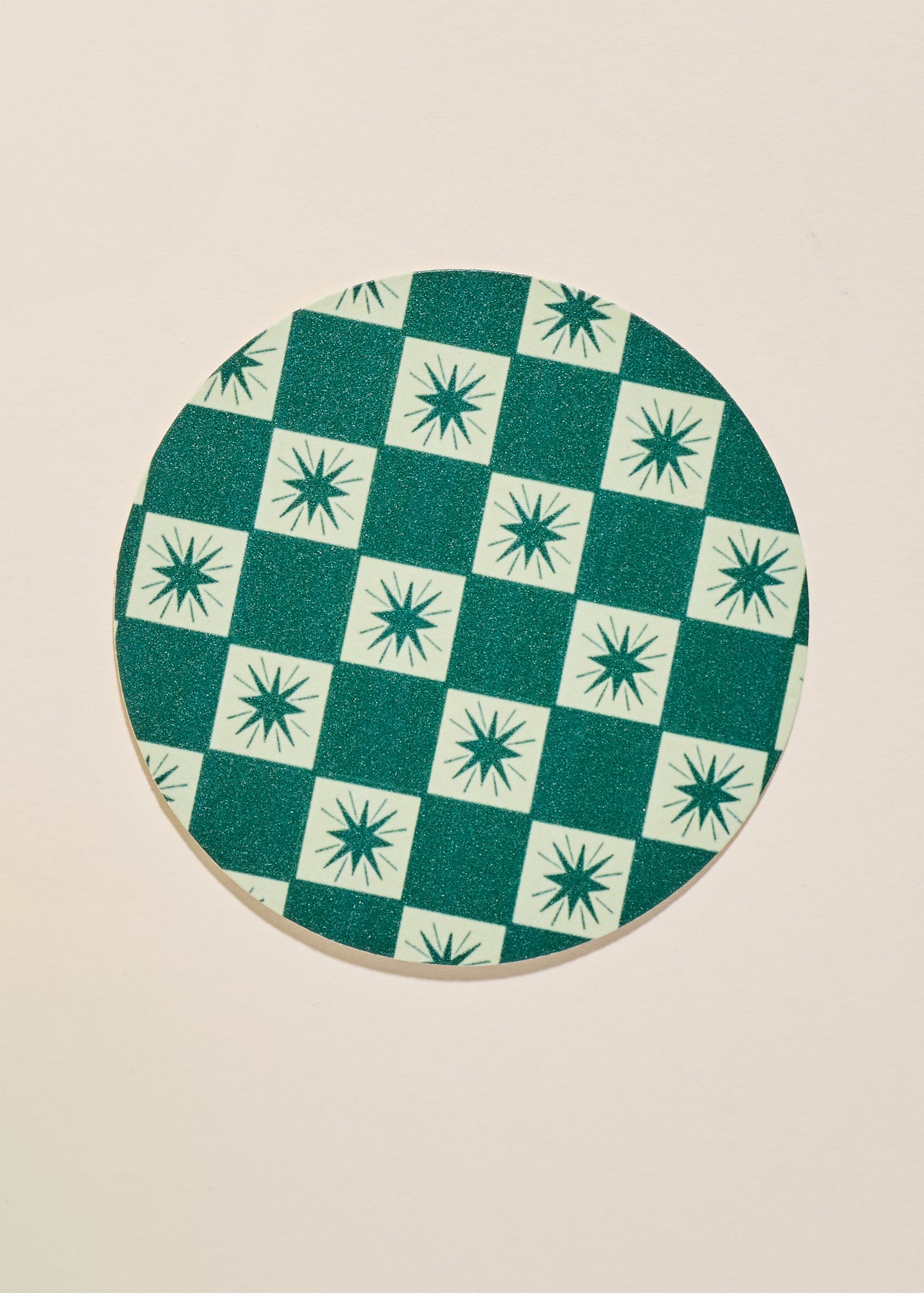 Green Checkered Star Coasters - Set of 4