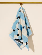 Blue and White Star Checkers Terry Cloth Towel
