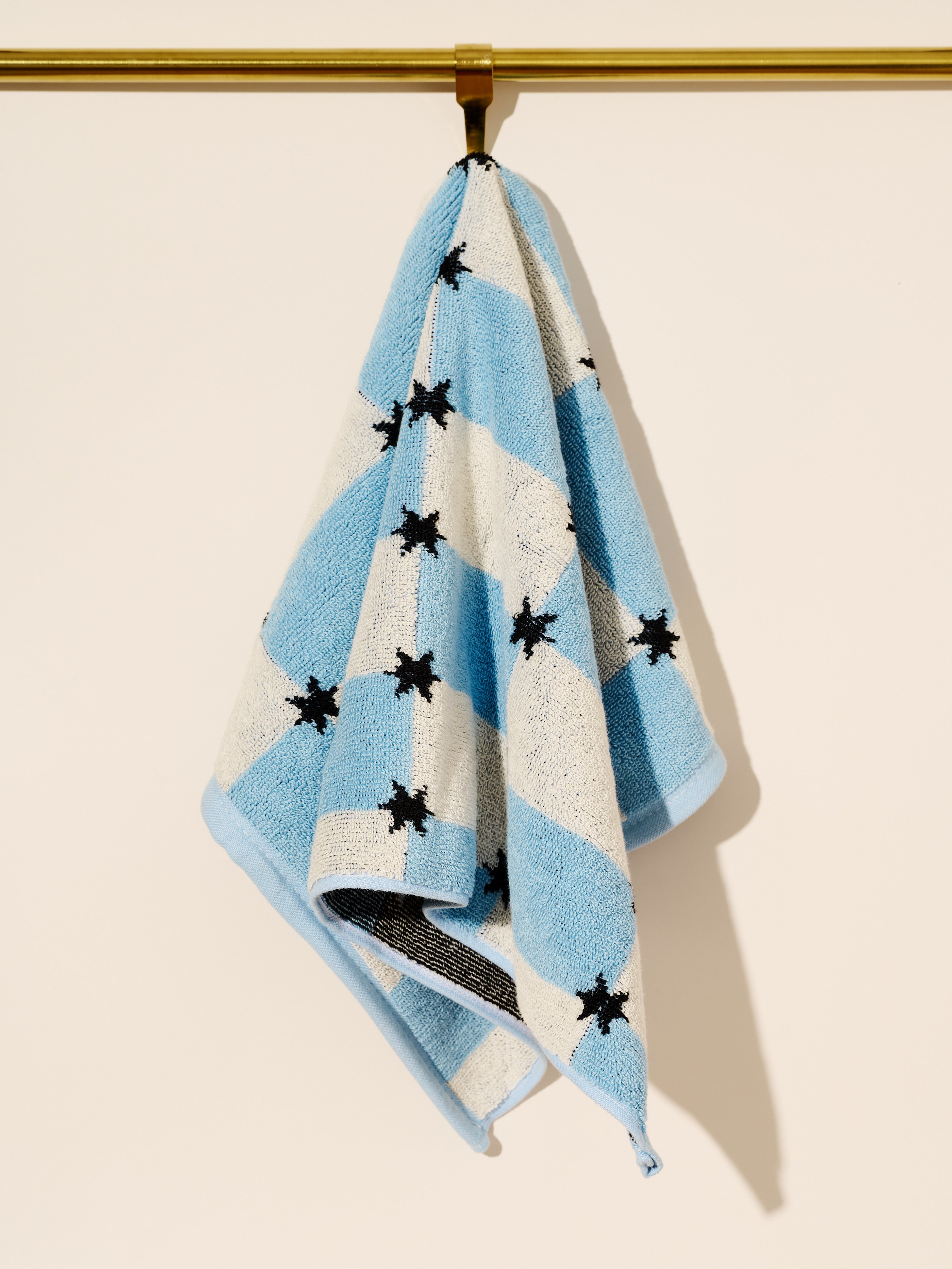 Blue and White Star Checkers Terry Cloth Towel