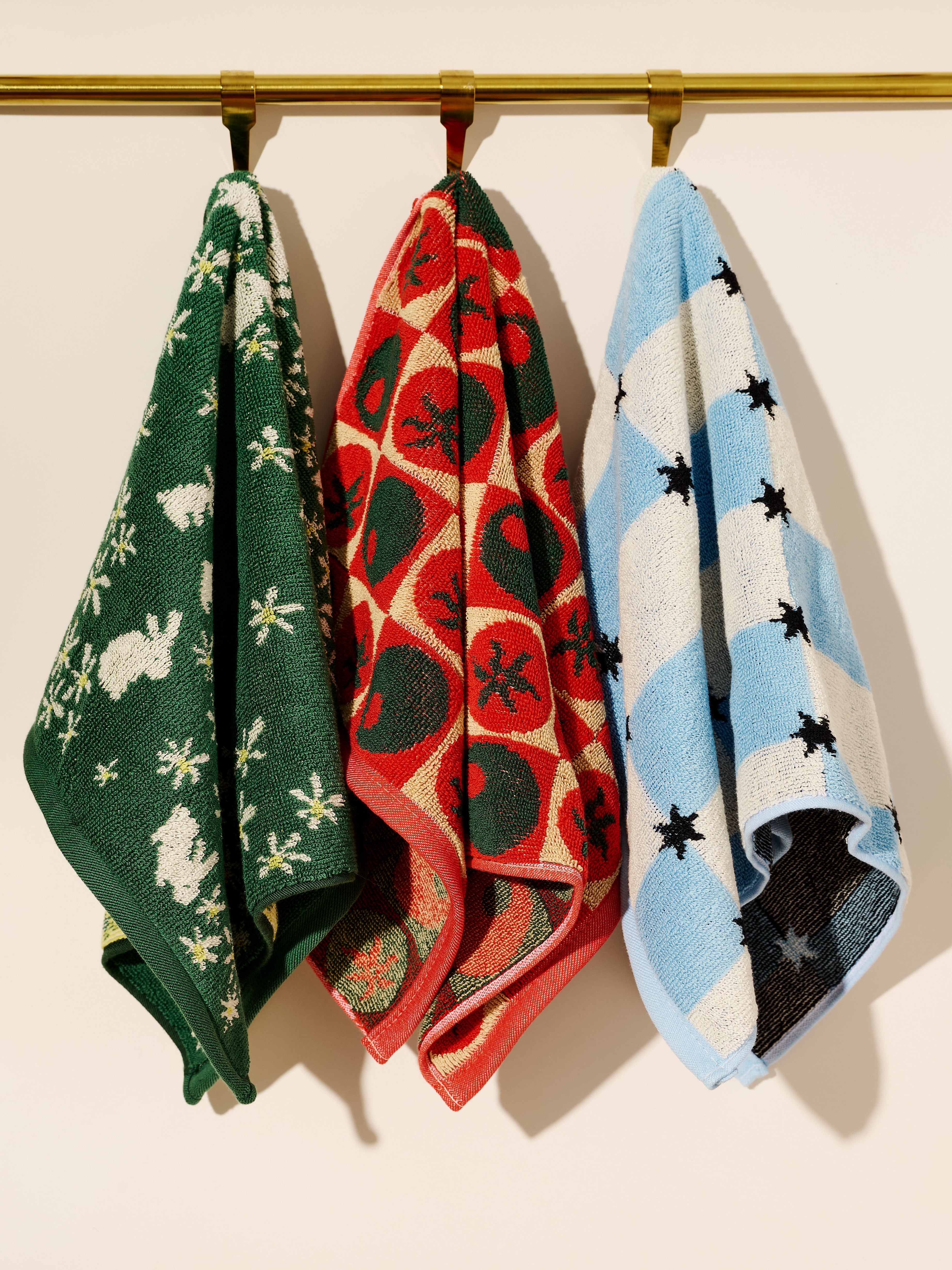 Blue and White Star Checkers Terry Cloth Towel