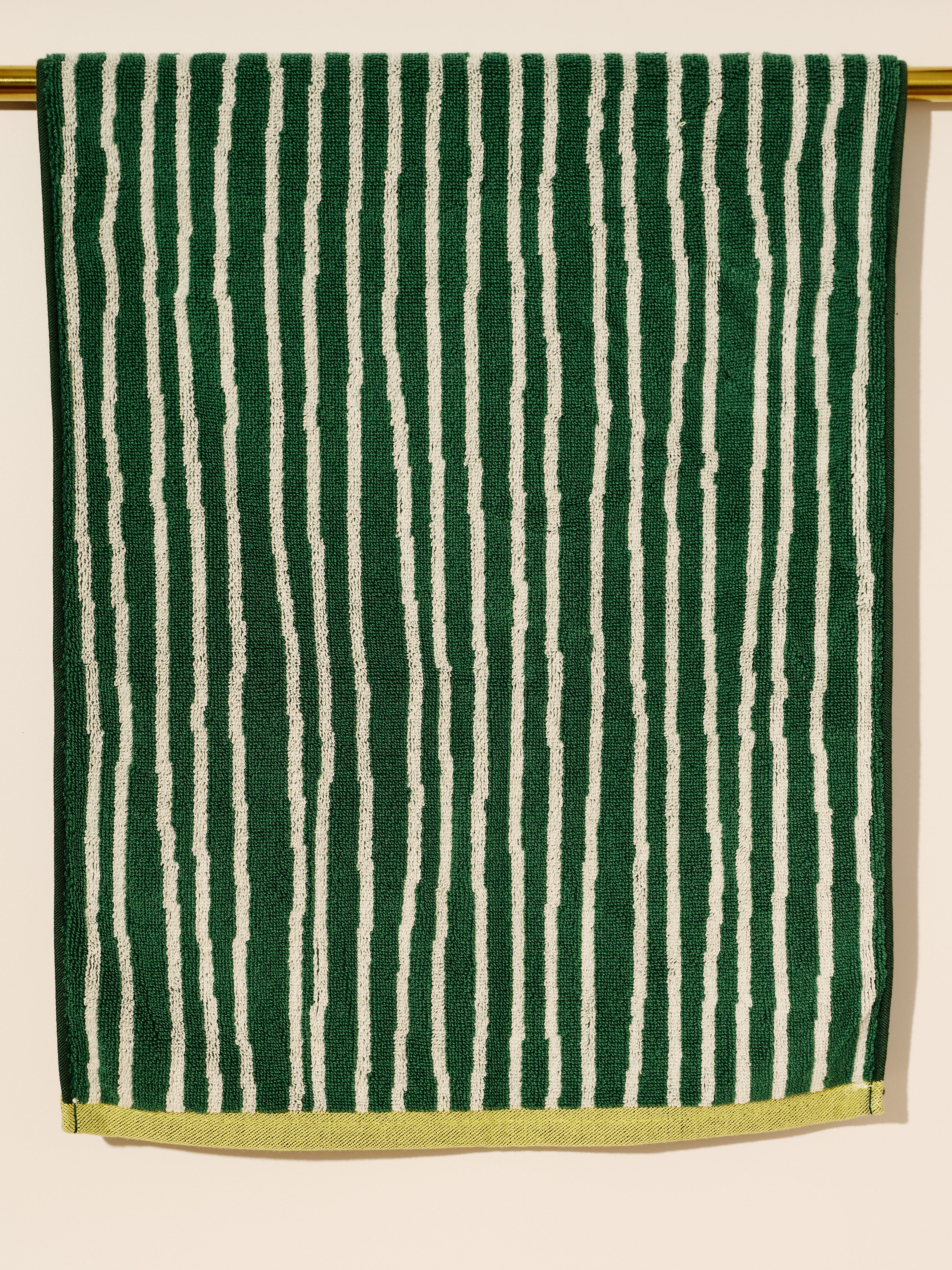 Grass and Cream Stripes Terry Cloth Towel
