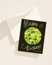 Illustrated August peridot gemstone birthday greeting card