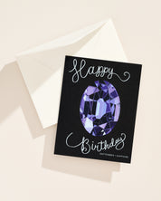 Illustrated September sapphire gemstone birthday greeting card